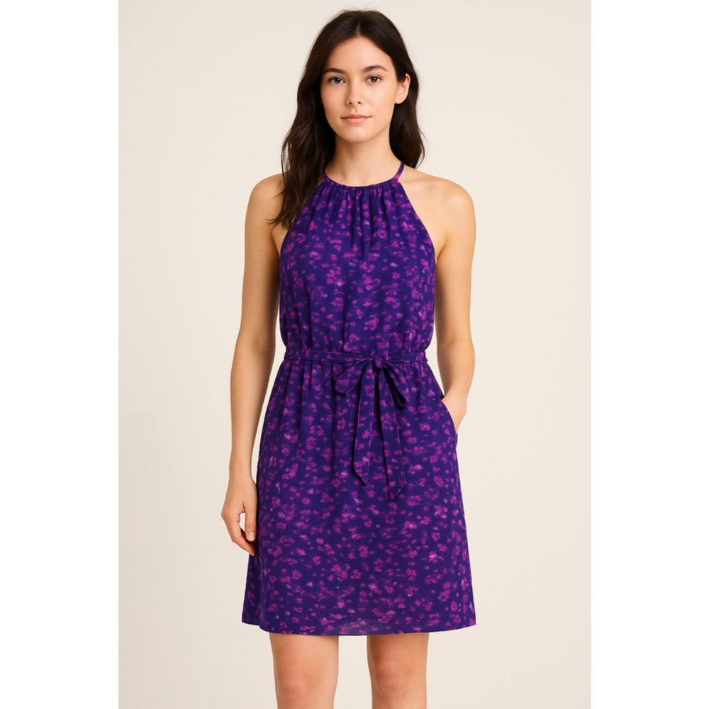 Rebecca Taylor Purple Silk Halter Dress Size 2